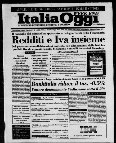 Italia oggi : quotidiano di economia finanza e politica